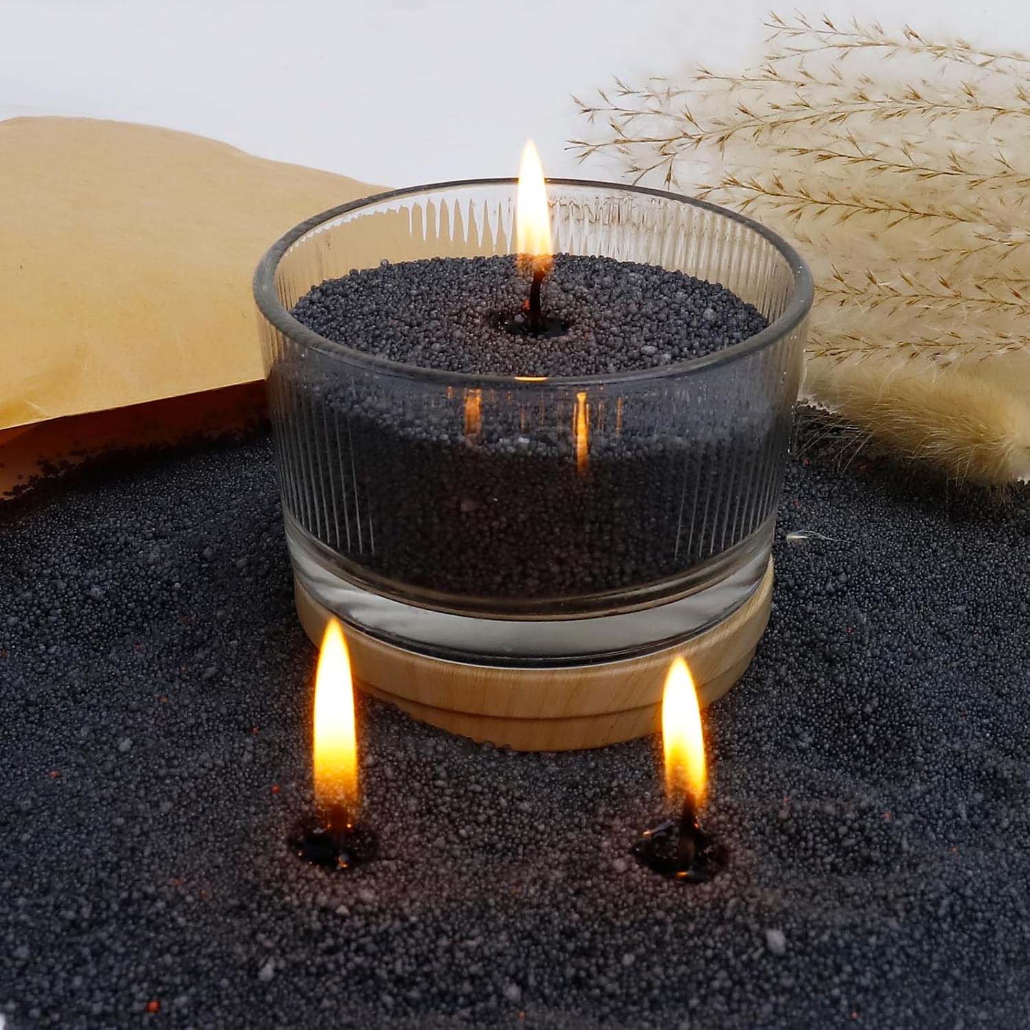 رمل شمع أسود مع فتيل، 200 جرام - مراجعة Candle Making Products وسعره